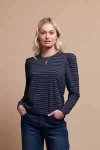 Oh Three Shoulder Detail Stripe Top