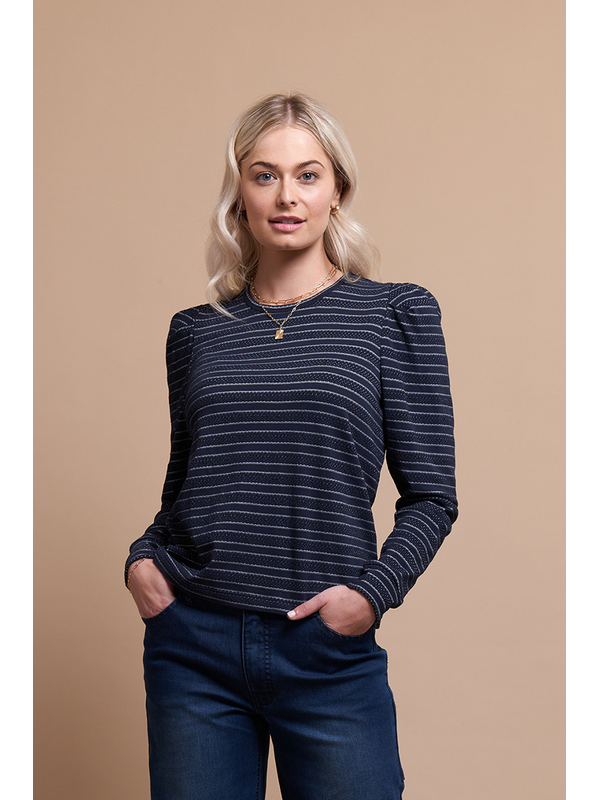 Oh Three Shoulder Detail Stripe Top