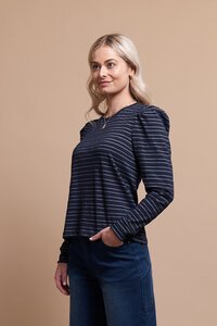 Oh Three Shoulder Detail Stripe Top