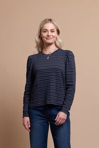 Oh Three Shoulder Detail Stripe Top