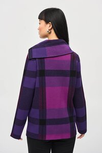 Joseph Ribkoff Plaid Jacquard Cowl Neck Sweater