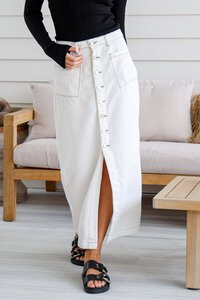 Country Denim Button Front Maxi Skirt