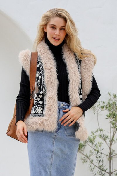 Miss Manlow Lombard Fur Trim Vest-new-Preen
