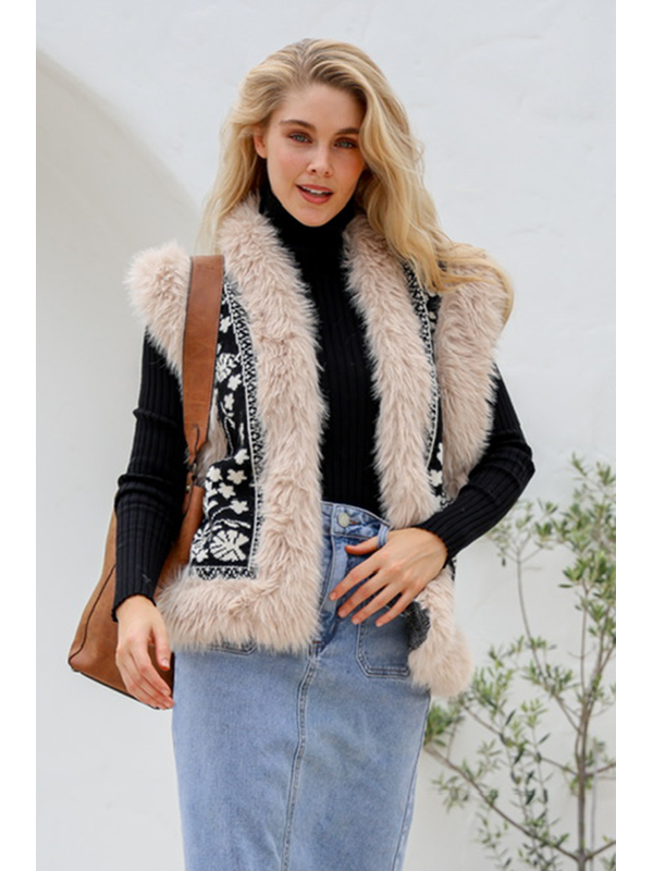 Miss Manlow Lombard Fur Trim Vest