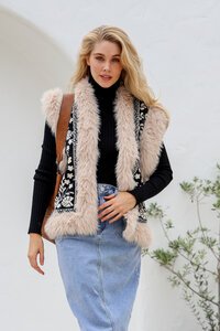 Miss Manlow Lombard Fur Trim Vest