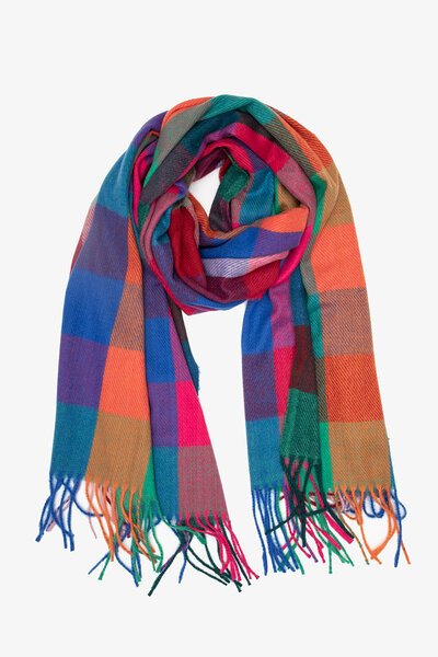 Antler Colourful Check Scarf-shop-by-label-Preen