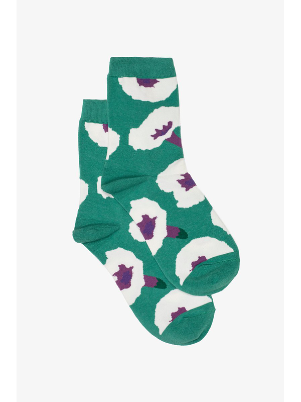 Antler Green Poppy Sock