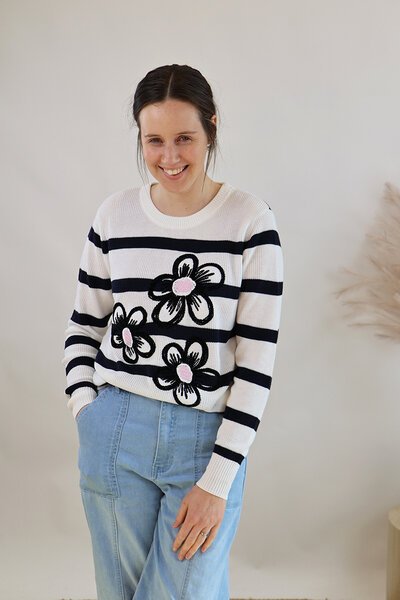 Memo Stripes & Embroidery Jumper-new-Preen