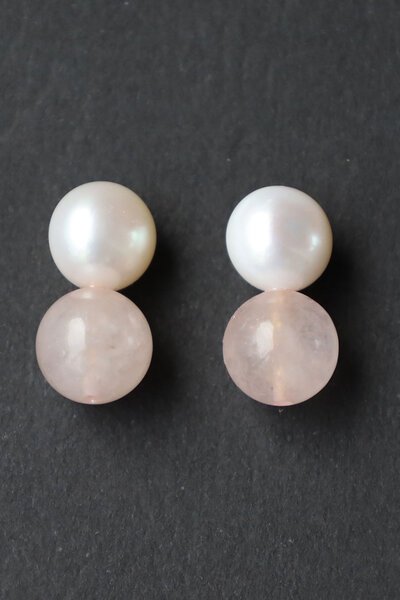 Archer House Genuine Pearl & Stud Pink Earrings-best-sellers-Preen