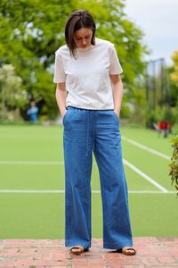 Wakee Wide Leg Pull on Denim Pant