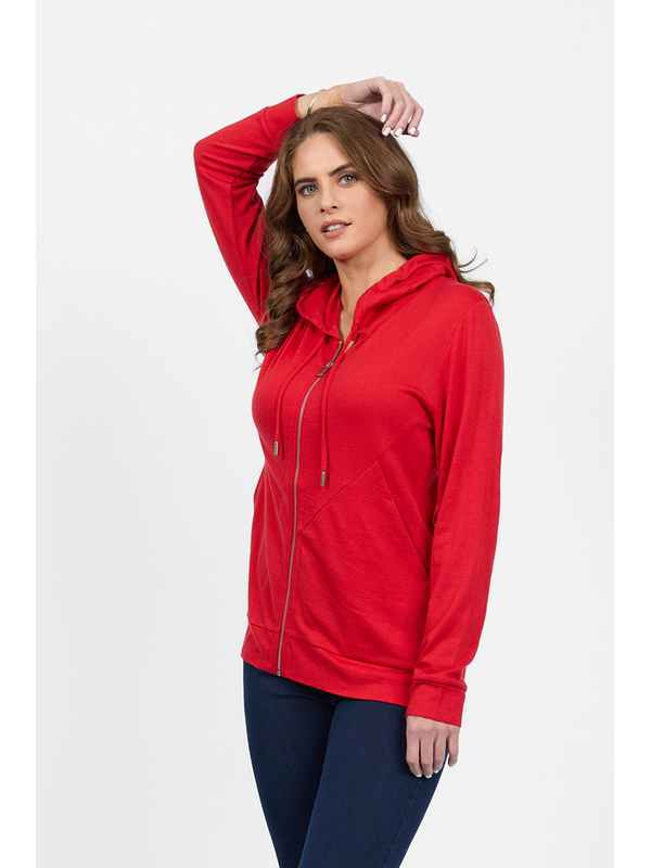 Vassalli Merino Plain Zip Up Hooded Jacket