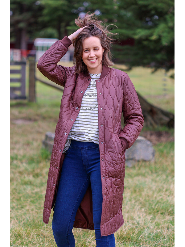 Foil Quilted Snap Coat