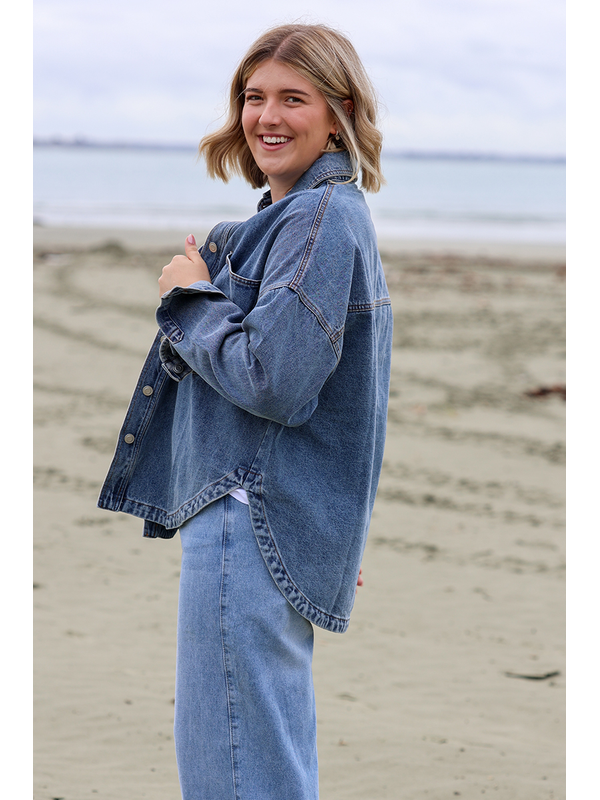 Pink Diamond Denim Shacket