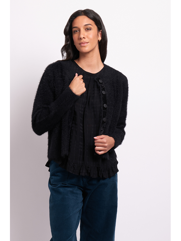 Foil Fluffy Scoop Cardigan