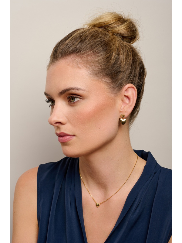 Tiger Tree Small Ball Edged Heart Necklace