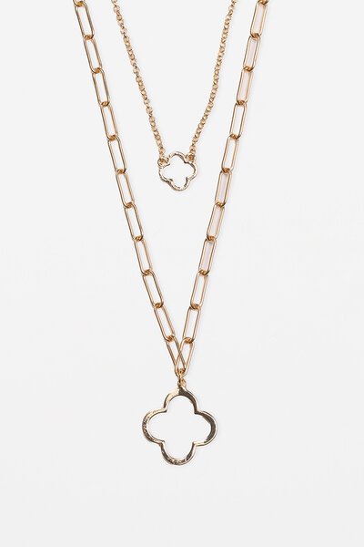 Stella + Gemma Gold Chain Cut Out Flower Necklace-new-Preen