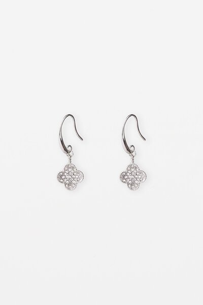 Stella + Gemma Silver Crystal Flower Drop Earring-new-Preen