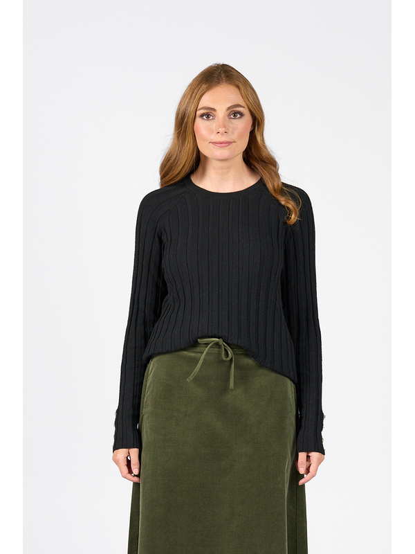 Vassalli Ribbed Jumper With Dome Cuff Detail