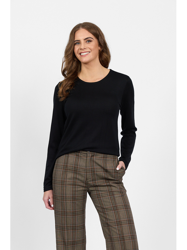 Vassalli Merino L-S Crew Neck Top