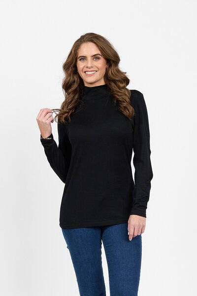 Vassalli Merino L-S Polo Neck Top-new-Preen
