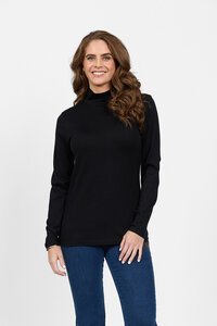 Vassalli Merino L-S Polo Neck Top