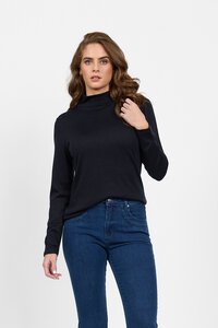 Vassalli Merino L-S Polo Neck Top