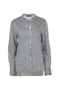 Vassalli Ruffle Trim Stripe Shirt