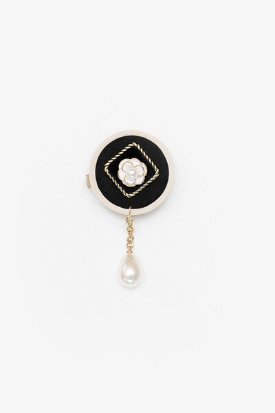 Antler Rosette Pearl Drop Brooch-new-Preen