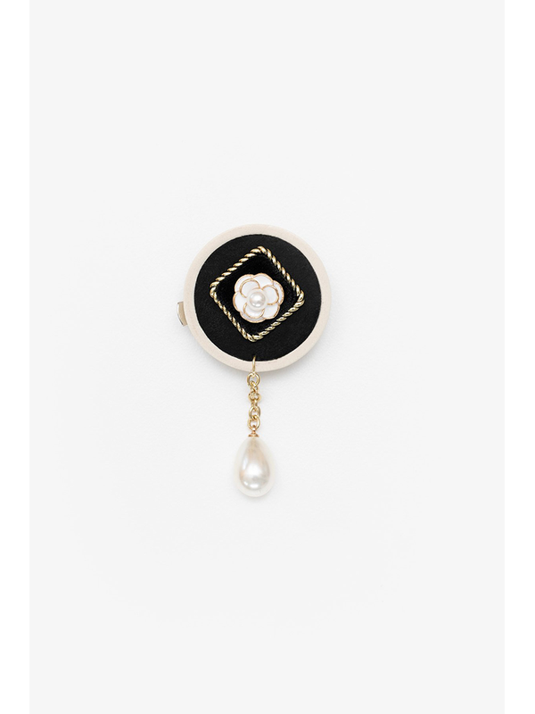 Antler Rosette Pearl Drop Brooch