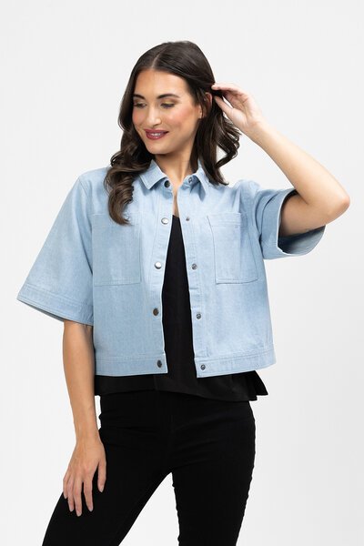 Leila + Luca Short Sleeve Boxy Shacket-new-Preen