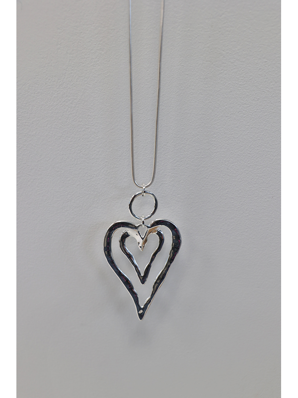 SHE Jewellery Double Heart Drop Necklace