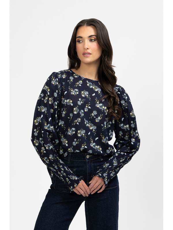 Seeking Lola Navy Zest Timely Top