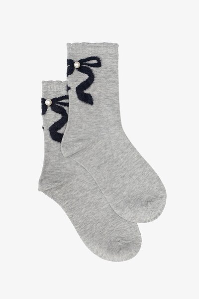 Antler Pearl Bow Sock-new-Preen
