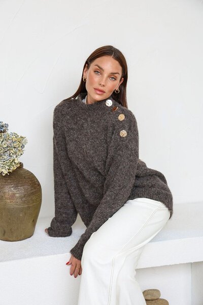 White Poetry Button Detail Roxx Knit-new-Preen
