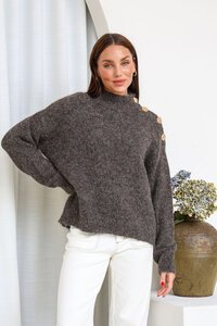 White Poetry Button Detail Roxx Knit