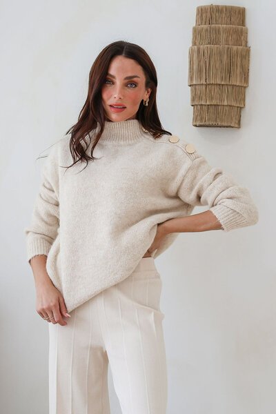 White Poetry Button Detail Roxx Knit-new-Preen