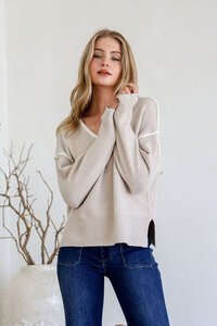 Miss Marlow V Neck Contrast Trim Knit