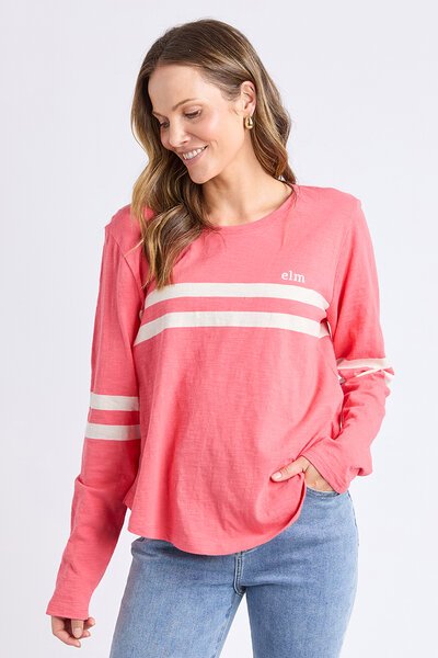 Elm Adora Long Sleeve Coral Tee-new-Preen