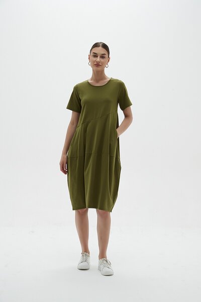 Tirelli Short Sleeve Diagonal Dress-new-Preen