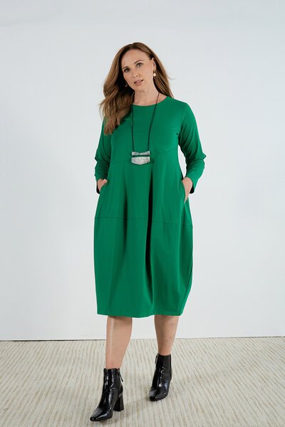 Tirelli Long Sleeve Diagonal Seam Dress-new-Preen
