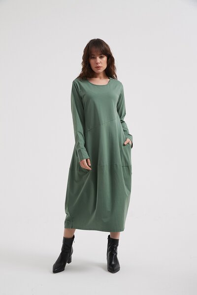 Tirelli Long Sleeve Diagonal Seam Dress-new-Preen