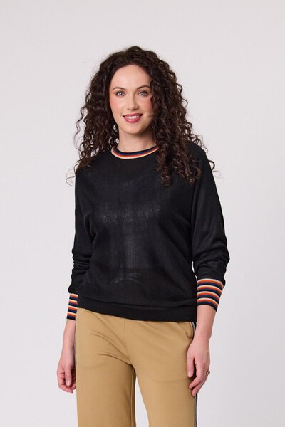 Classified Merino Blend Stripe Trim Jumper-new-Preen