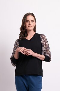 Memo Contrast Woven Shoulder Top