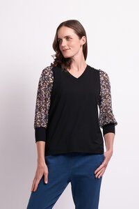 Memo Contrast Woven Shoulder Top