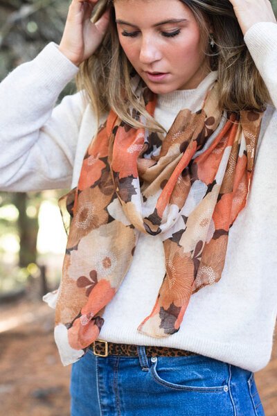 Antler Bronze Blooms Scarf-best-sellers-Preen