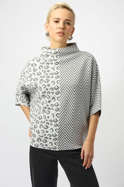 Joseph Ribkoff Jacquard Knit Boxy Sweater-new-Preen