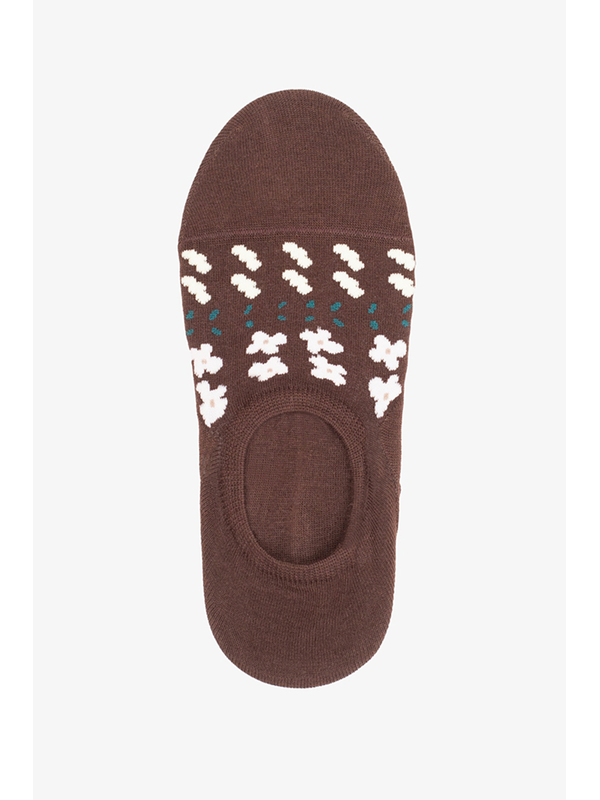 Antler No Show Chocolate Floral Sock