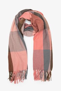 Antler Coral Crush Check Scarf