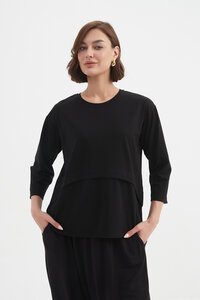 Tirelli Black Curved Seam Top - Pre Order