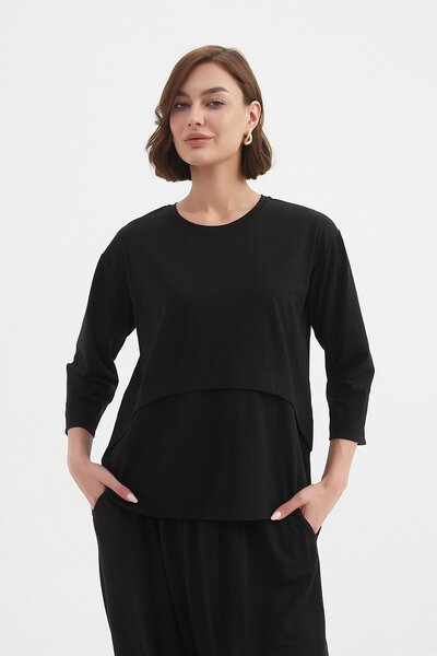 Tirelli Black Curved Seam Top - Pre Order-new-Preen